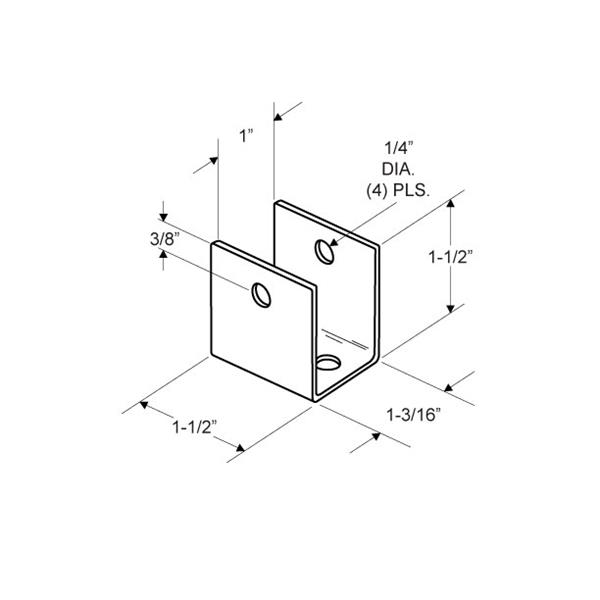 Toilet Partition 1" X 57 1/2" Aluminum Two Ear Wall Bracket 2344 - Image 2
