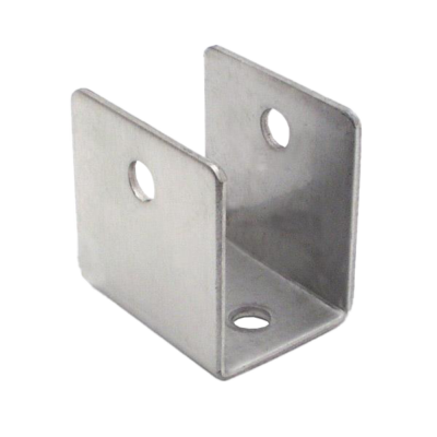 Satin Stainless Steel bracket with screw holes.