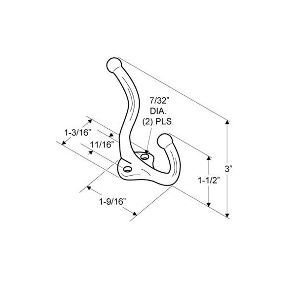 Toilet Partition 4023 Stainless Steel Two Prong Coat Hook - Image 2