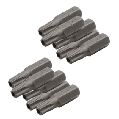 Steel driver bits for security screws.