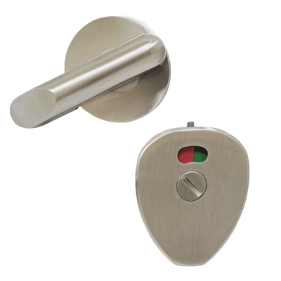 Stainless steel latch with keeper with red and green indicator.