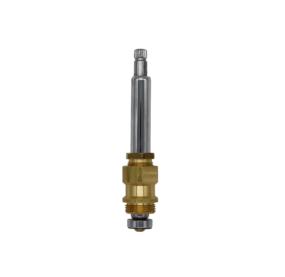 Polished chrome stem and sleeve sith bright brass body black rubber washer and brass screw.