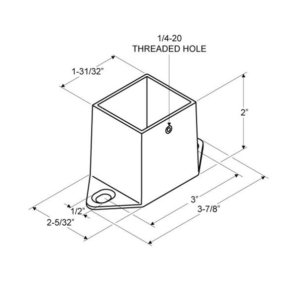 Toilet Partition 3040 Pilaster Post Shoe 1 3/4" x 1 3/4" x 2" - Image 2