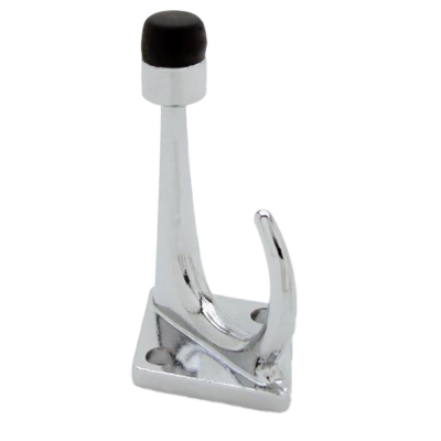 Polished chrome hook with black rubber bumper.