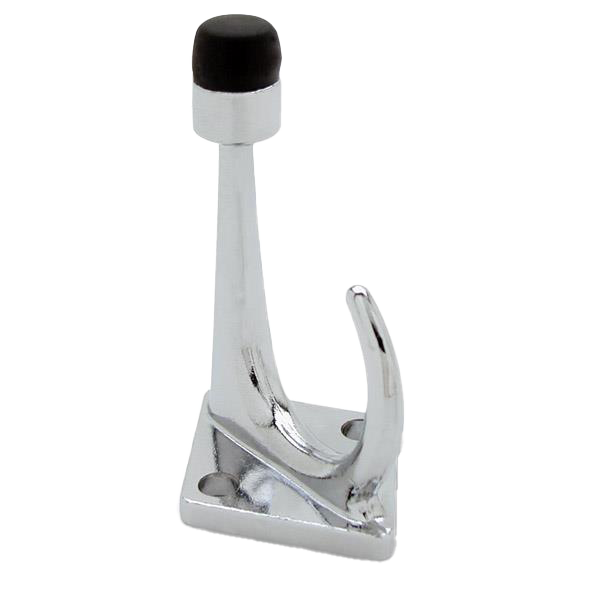Polished chrome hook with black rubber bumper.