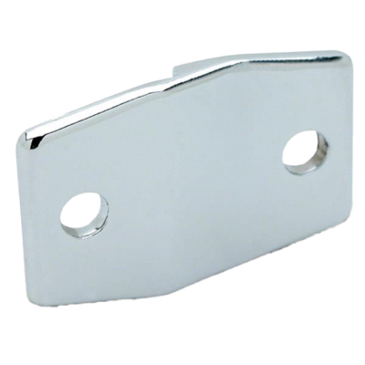 Polished chrome clip with screw holes.