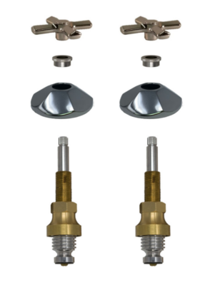 Bright brass body polished chrome stem with cross handles bonnet nut and esuctheons.