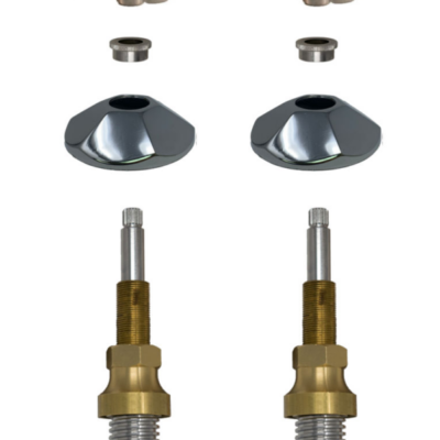 Bright brass body polished chrome stem with cross handles bonnet nut and esuctheons.