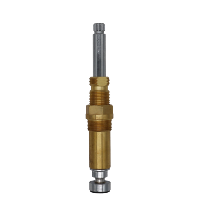 Polished chrome stem with brass body black rubber washer and brass screw.