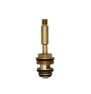 Bright brass cartridge with black rubber o-rings and metal c clip.