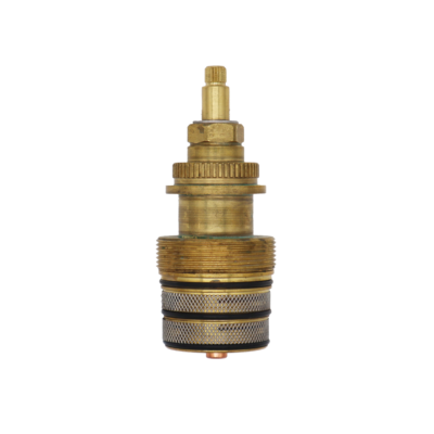 Bright brass cartridge with metal c clip black rubber o-rings stainless screen and copper thermo.