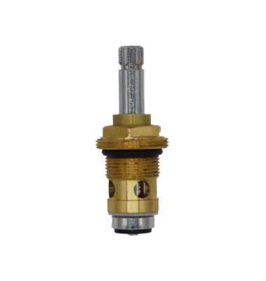 Polished chrome stem and screw with brass body black rubber o-ring and washer.