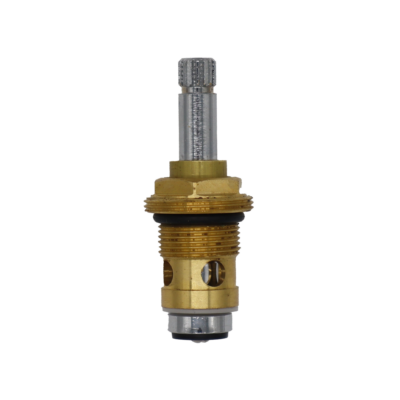 Polished chrome stem and screw with brass body black rubber o-ring and washer.