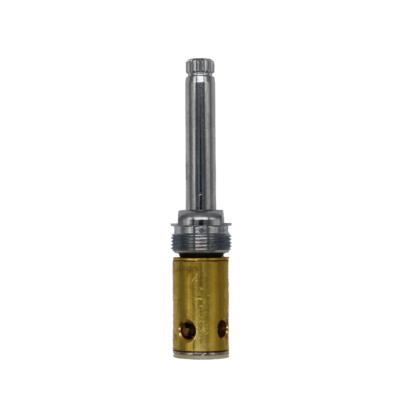 Polished chrome stem and bonnet with brass barrel black rubber o-rings and white rubber seal.