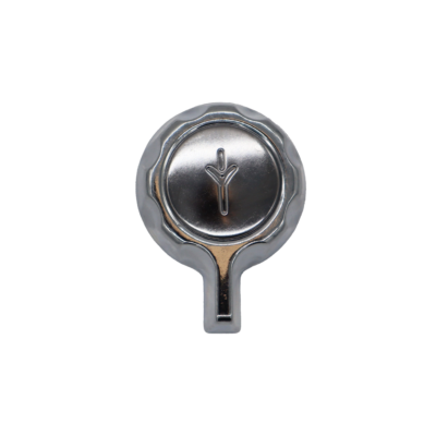 Polished chroome metal handle with index button and chrome screw.