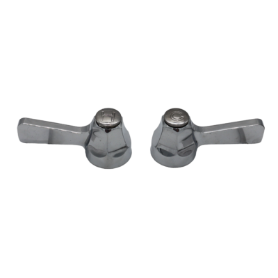 Polished chrome lever handles with h & c index buttons.