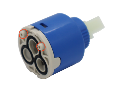 Grey blue and white plastic cartridge with balc seal.