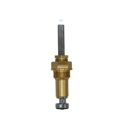 Polished chrome stem with bright brass body black rubber washer and brass screw.
