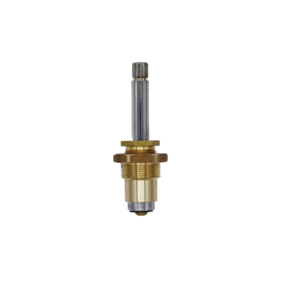 Polished chrome stem with bright brass body black rubber washer and brass screw.