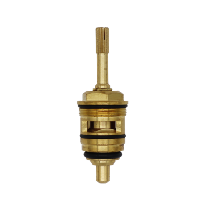 Bright brass stem with black rubber o-ring and seal.