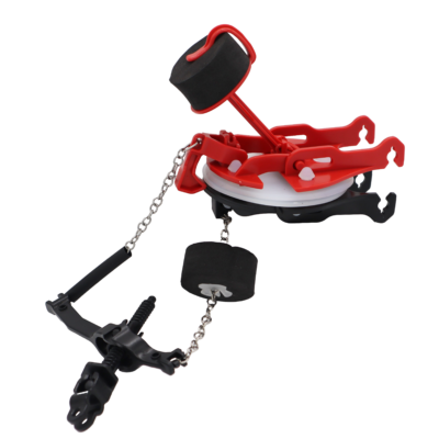 Red & black flapper assembly with foam rubber floats.